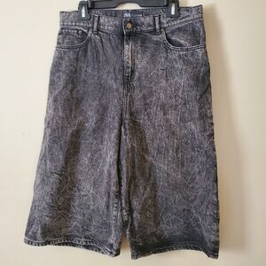 Zara Baggy Acid Wash Black 69s Collection Shorts High Waist Size 10